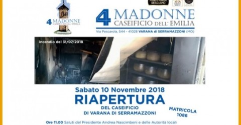 Il 10 Novembre 2018 il Caseificio di Varana di Serramazzoni riapre!